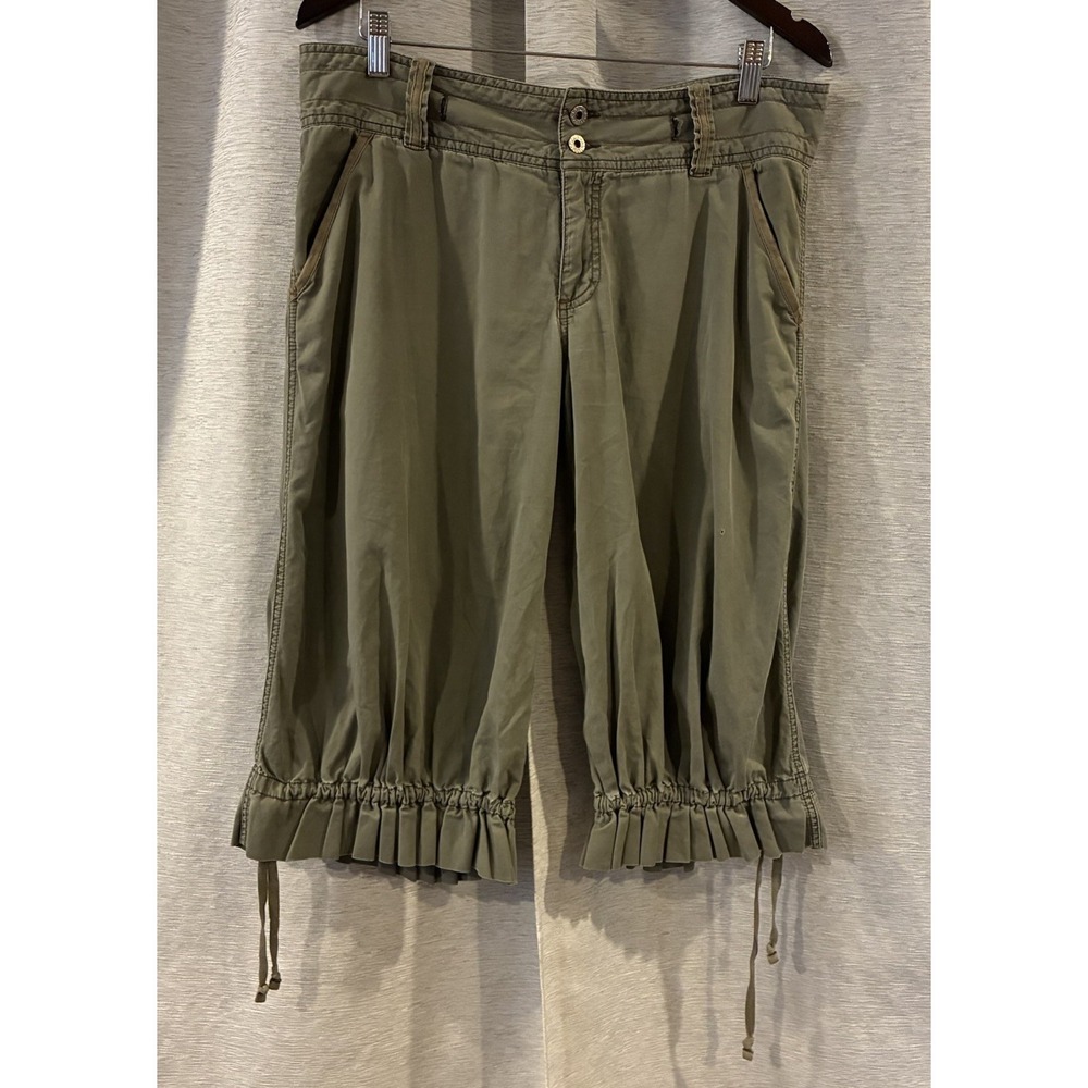 Vtg 90's Polo Jean Company Green Bloomer Pants Lace Festival Size 10